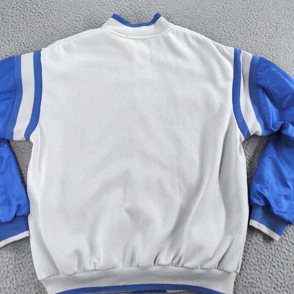 Vintage Adidas Reversible Jacket Mens Large Blue Gray Trefoil Spellout Snap Up - Picture 6 of 16